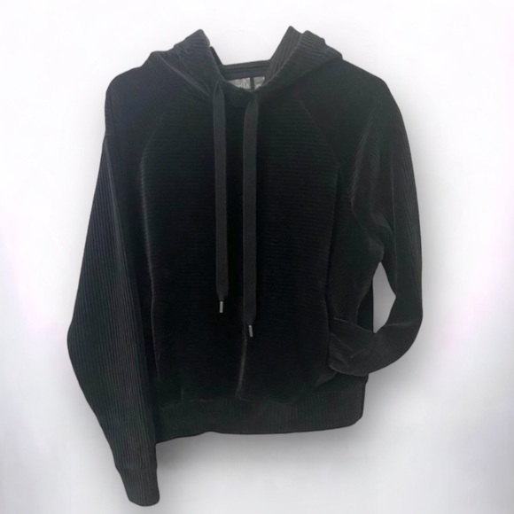 Zella Women's Black Ribbed Oversized Cowl Neck Hooded Pullover , Size XS - Picture 1 of 6